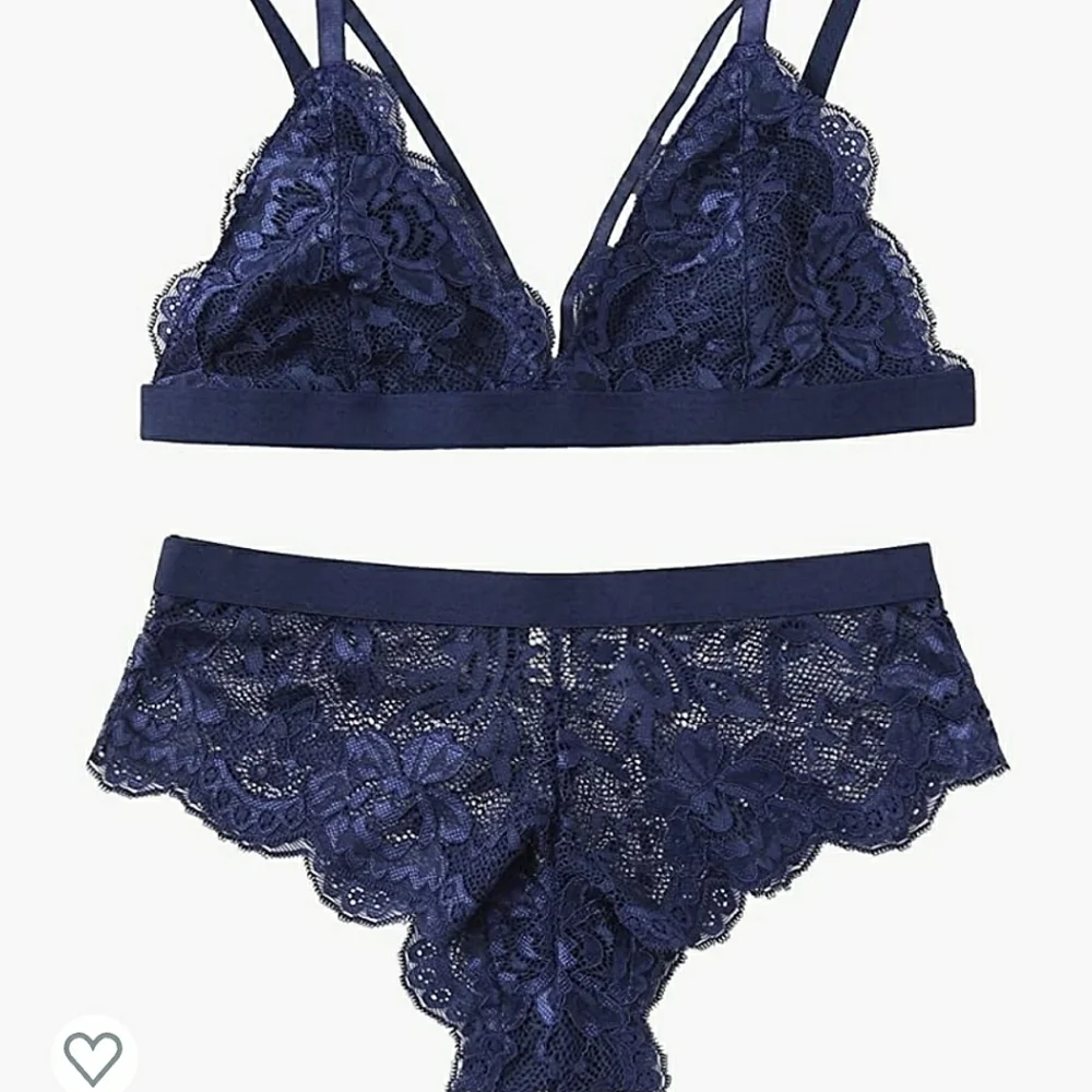 Navy Bra and Panty Lace Lingerie Set Size M